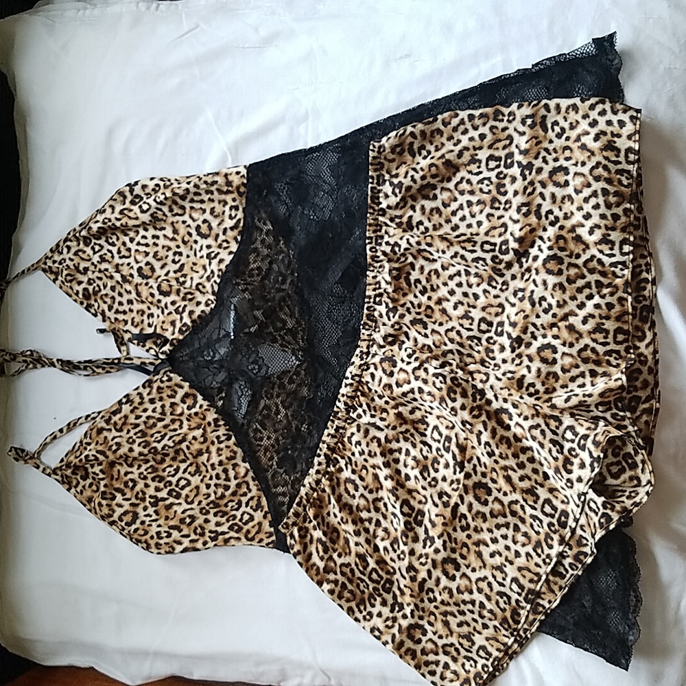 Leopard and Lace Lingerie Set - Picture 1 of 4